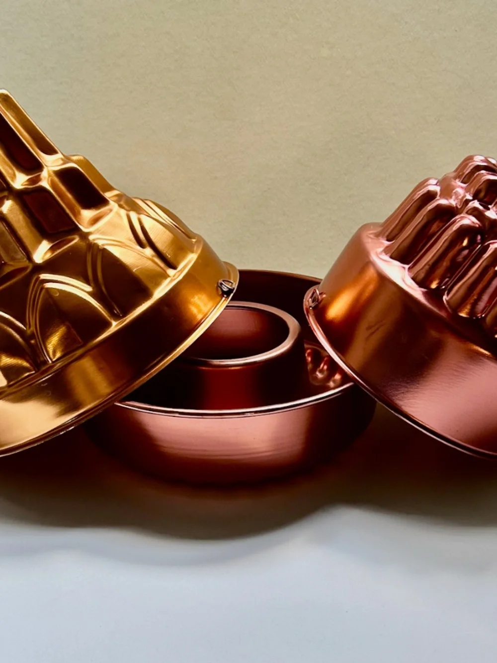 Vintage Set of 3 Copper Toned Aluminum Molds